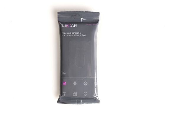 Салфетки влажные для стекол, зеркал, фар 30 шт. (в упак. LECAR) /LECAR000035112/