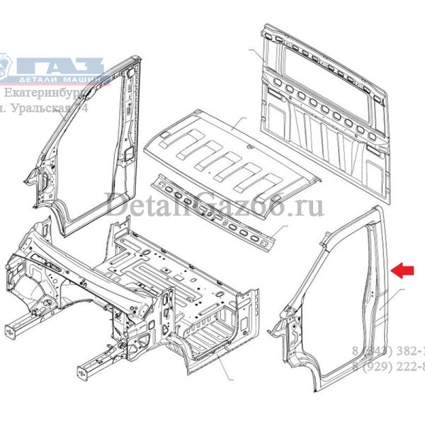 Панель боковины ГАЗель NEXT лев. (ООО "Автомобильный завод "ГАЗ") /А21R23-5401011/