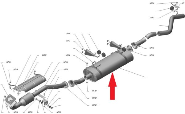 Глушитель ГАЗель бизнес дв. УМЗ-А274 Evotech ЕВРО-4 (ООО "Бозал-ГАЗ" ГАЗ Оригинал) /3302-1201008-60/