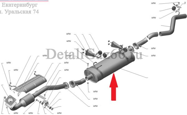 Глушитель ГАЗель бизнес дв. УМЗ-А274 Evotech ЕВРО-4 (ООО "Бозал-ГАЗ" ГАЗ Оригинал) /3302-1201008-60/