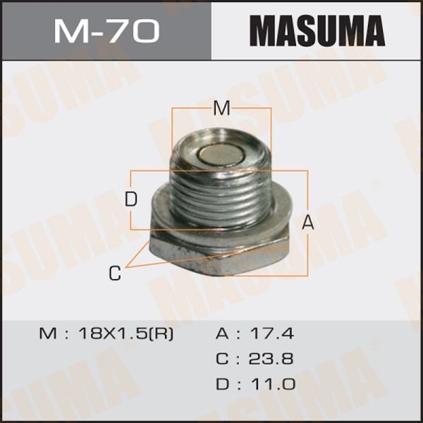Пробка КПП (сливная) с магнитом (М18х1,5) (MASUMA) /M70/