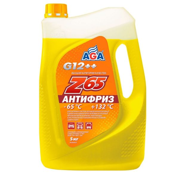 Антифриз "AGA" Z65 G12++ -65 С желтый 5 кг /aga043z/