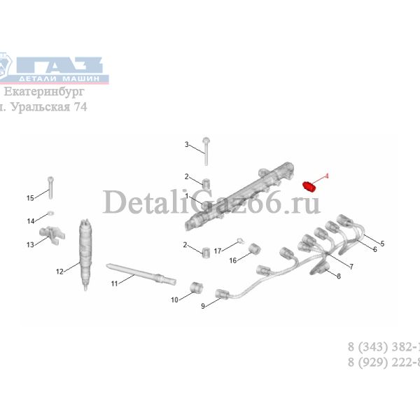 Фитинг прямой топливной рампы дв. ЯМЗ-534 (F9511 10,3-M12x1,5-RF01) (ПАО "Автодизель ЯМЗ") /651.1104282-10/