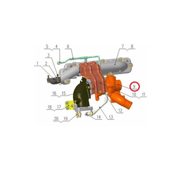 Турбокомпрессор дв. серии "G" E-5 (ПЛАТФОРМА А АО ГАЗ Оригинал) /.РSН0009295.РК/