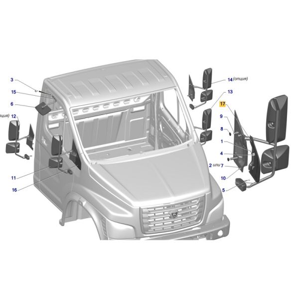 Накладка зеркала левая ГАЗон NEXT (ООО "Автомобильный завод "ГАЗ") /С41R11-8201821/